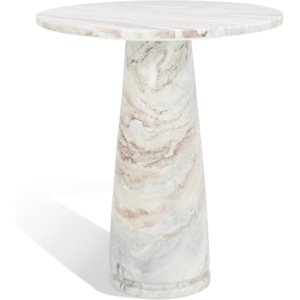 image:imageSAFAVIEH Couture Collection Valentia Light Grey Marble Accent TableWhiteBrown