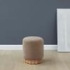 SAFAVIEH Couture Collection Nikolas Light Brown Boucle/Natural Round Foot Stool Ottoman (Fully Assembled)(Light Brown/Natural)