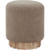 SAFAVIEH Couture Collection Nikolas Light Brown Boucle/Natural Round Foot Stool Ottoman (Fully Assembled)(Light Brown/Natural)