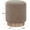SAFAVIEH Couture Collection Nikolas Light Brown Boucle/Natural Round Foot Stool Ottoman (Fully Assembled)(Light Brown/Natural)