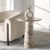 SAFAVIEH Couture Collection Valentia Light Grey Marble Accent Table(Beige)