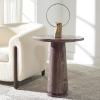 SAFAVIEH Couture Collection Valentia Light Grey Marble Accent Table(Pink)