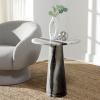 SAFAVIEH Couture Collection Valentia Light Grey Marble Accent Table(White/Black)