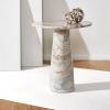 SAFAVIEH Couture Collection Valentia Light Grey Marble Accent Table(White/Brown)