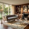 Safavieh Couture Home Onyx Modern Dark Blue Velvet and Walnut Tufted Sofa