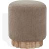 SAFAVIEH Couture Collection Nikolas Light Brown Boucle/Natural Round Foot Stool Ottoman (Fully Assembled)(Light Brown/Natural)