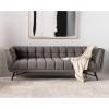 Safavieh Couture Home Onyx Modern Dark Blue Velvet and Walnut Tufted Sofa