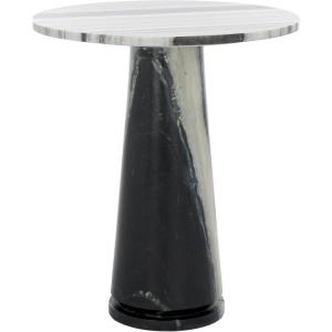 SAFAVIEH Couture Collection Valentia Light Grey Marble Accent Table(White/Black)
