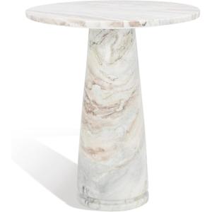 SAFAVIEH Couture Collection Valentia Light Grey Marble Accent Table(White/Brown)