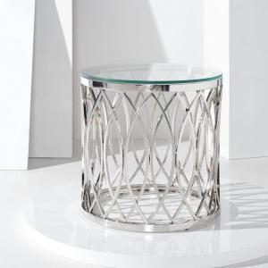 Safavieh Couture Home April Chrome Stainless Steel and Glass Top End Table