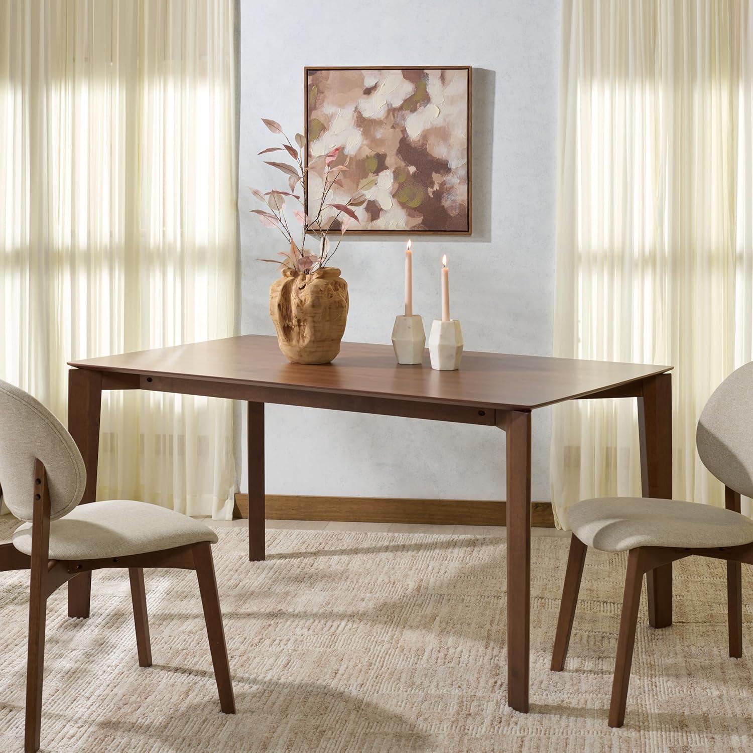 image:imageSAFAVIEH Couture Collection Alyssamarie Walnut Rectangle Wood Dining Table Modern Tapered Leg Design SFV6715AWalnut