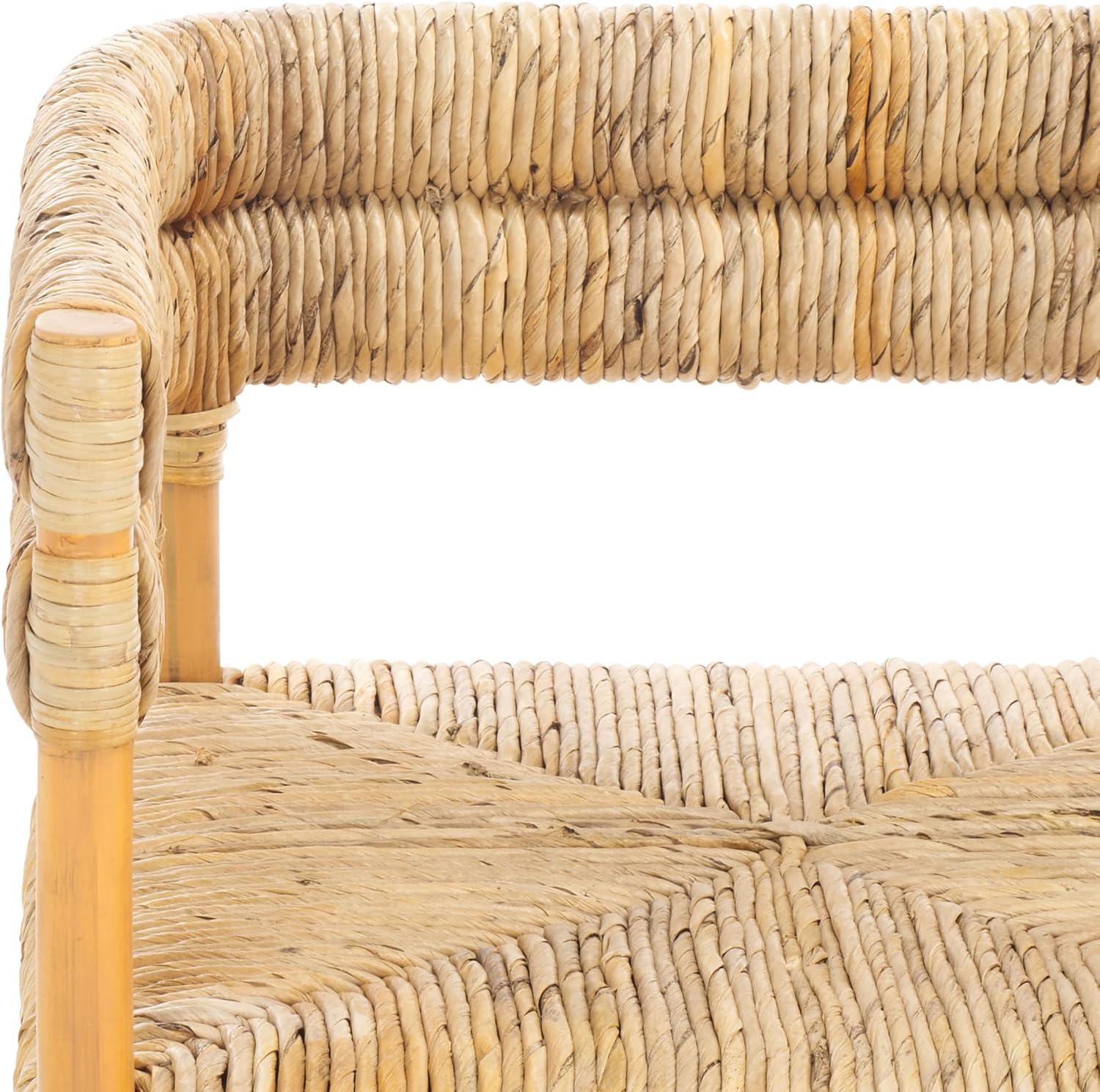 image:imageSAFAVIEH Couture Collection Elexa Tropical Coastal Natural Rattan Banana Woven Bench Fully AssembledNatural