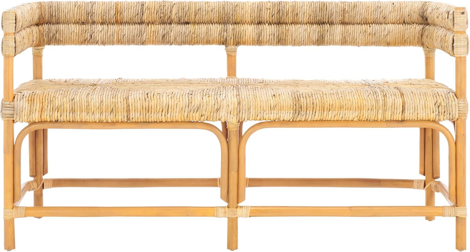 image:imageSAFAVIEH Couture Collection Elexa Tropical Coastal Natural Rattan Banana Woven Bench Fully AssembledNatural