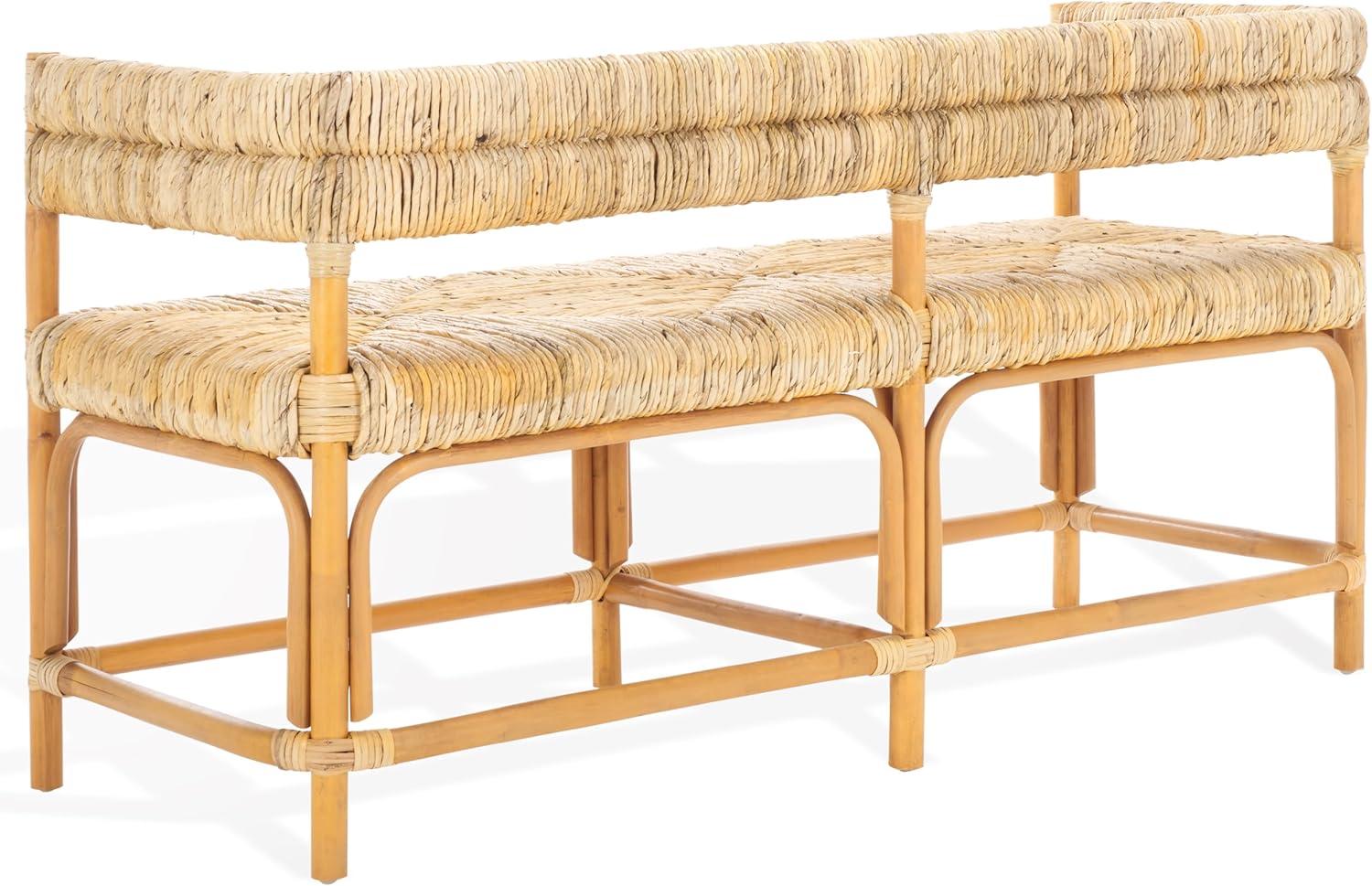 image:imageSAFAVIEH Couture Collection Elexa Tropical Coastal Natural Rattan Banana Woven Bench Fully AssembledNatural