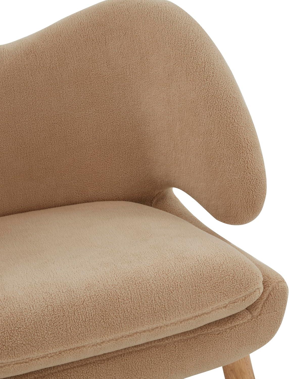 image:imageSAFAVIEH Couture Collection Felicia MidCentury Modern Tan Faux ShearlingNatural Chair Fully AssembledTanNatural