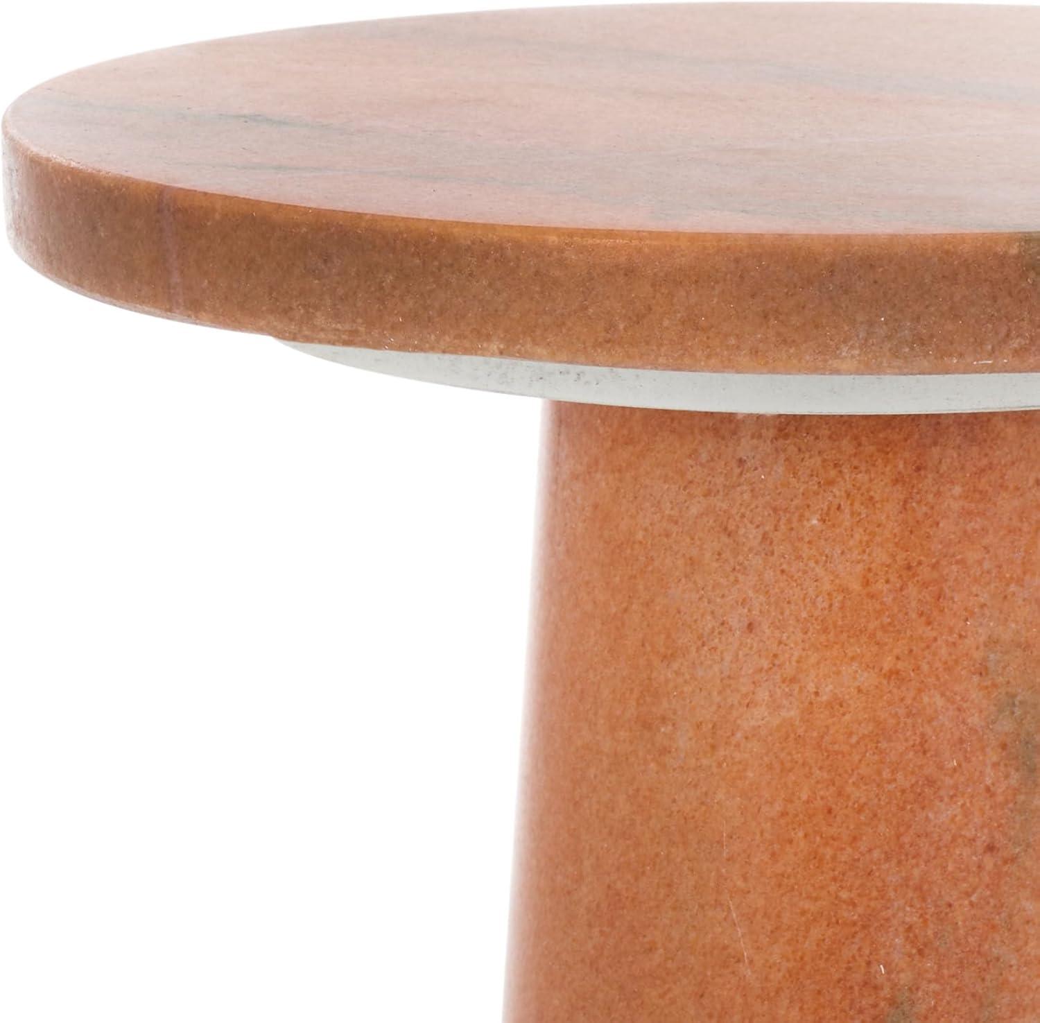 image:imageSAFAVIEH Couture Collection Valentia Small Accent Table Round Beige Marble Top with Pedestal Base SFV9704IClay
