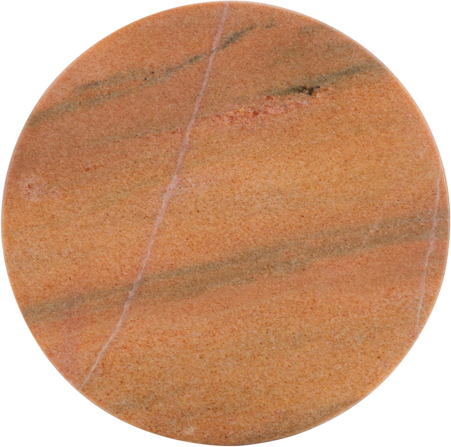 image:imageSAFAVIEH Couture Collection Valentia Small Accent Table Round Beige Marble Top with Pedestal Base SFV9704IClay