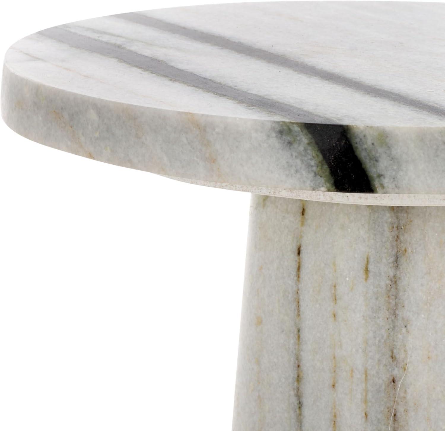 image:imageSAFAVIEH Couture Collection Valentia Small Accent Table Round Beige Marble Top with Pedestal Base SFV9704IWhiteBlack