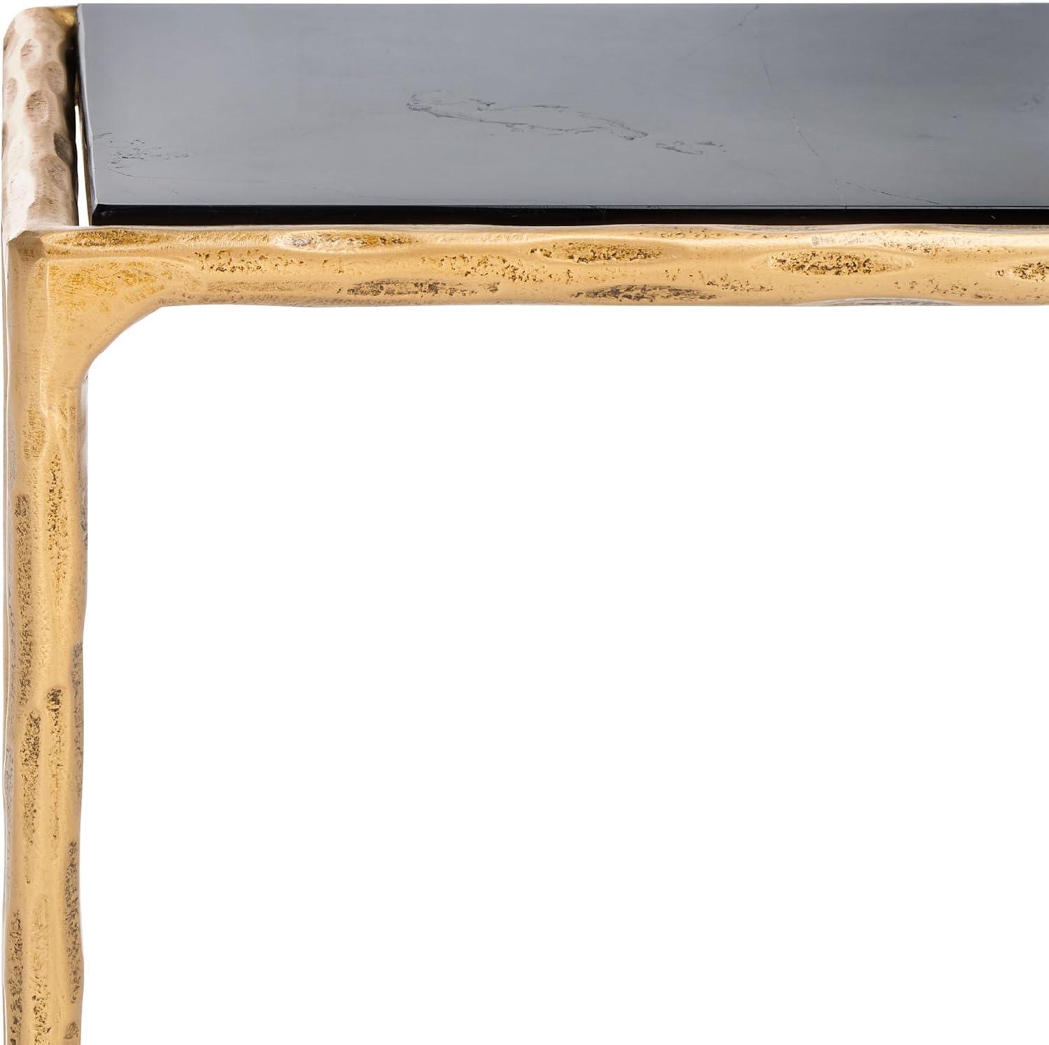 image:imageSAFAVIEH Couture Home Collection Jessa Brass MetalTempered Glass Top Entryway Living Room Rectangle Console Table Fully AssembledBrassBlack