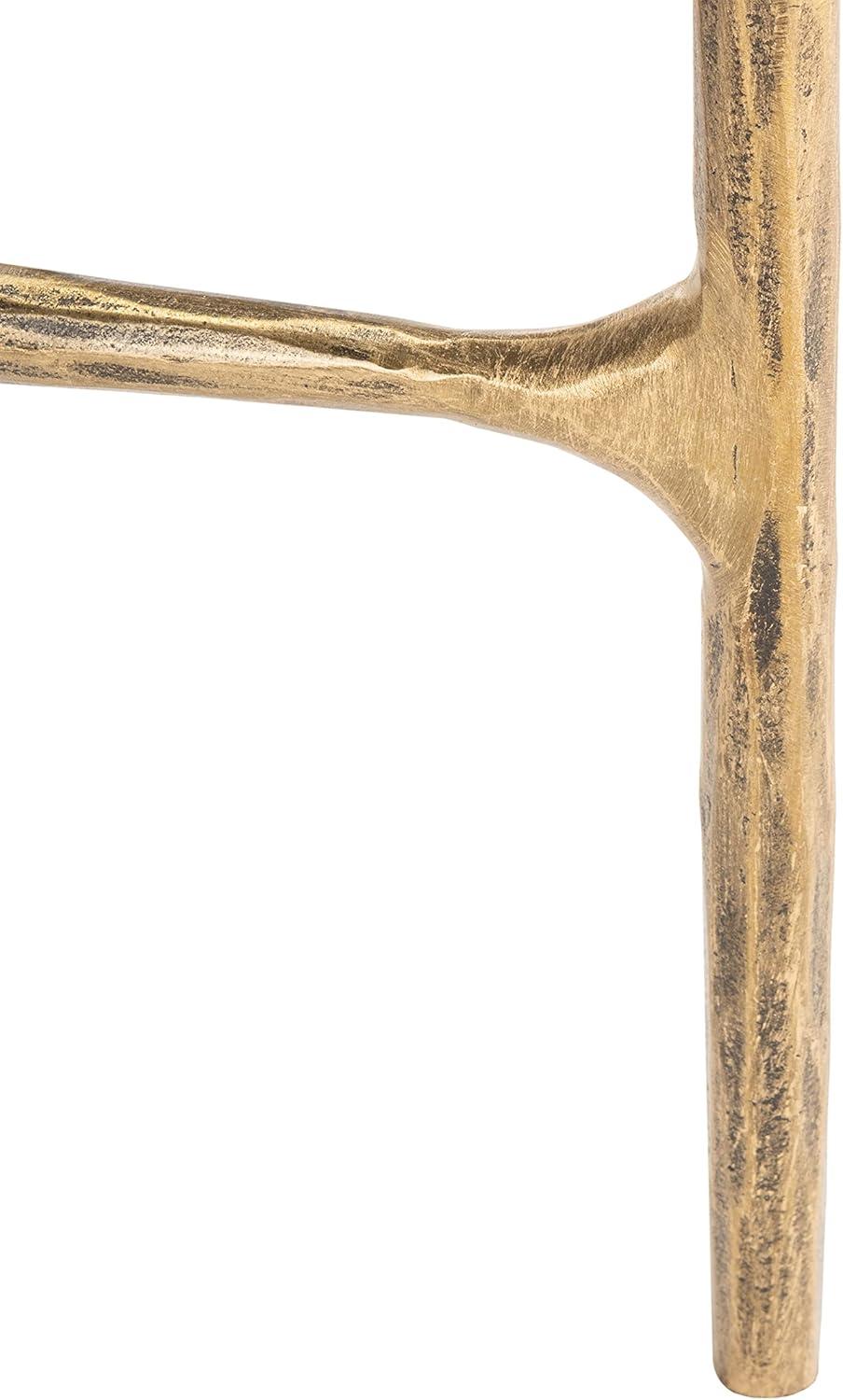 image:imageSAFAVIEH Couture Home Collection Jessa Brass MetalTempered Glass Top Tall Round End Table Fully AssembledBrass