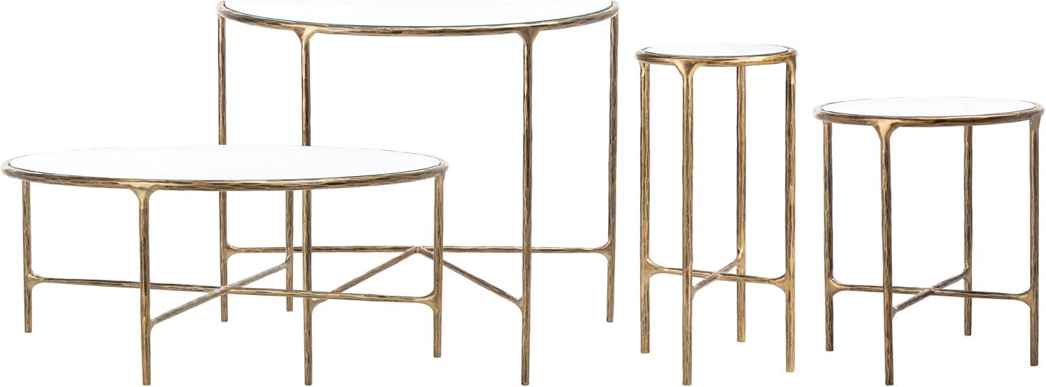image:imageSAFAVIEH Couture Home Collection Jessa Brass MetalTempered Glass Top Tall Round End Table Fully AssembledBrass
