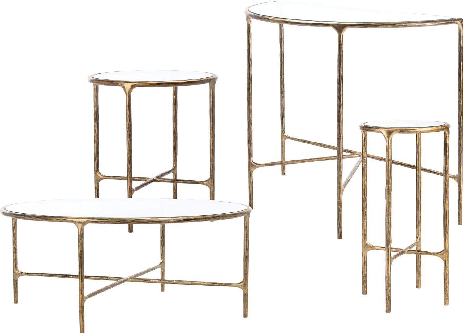 image:imageSAFAVIEH Couture Home Collection Jessa Brass MetalTempered Glass Top Tall Round End Table Fully AssembledBrass