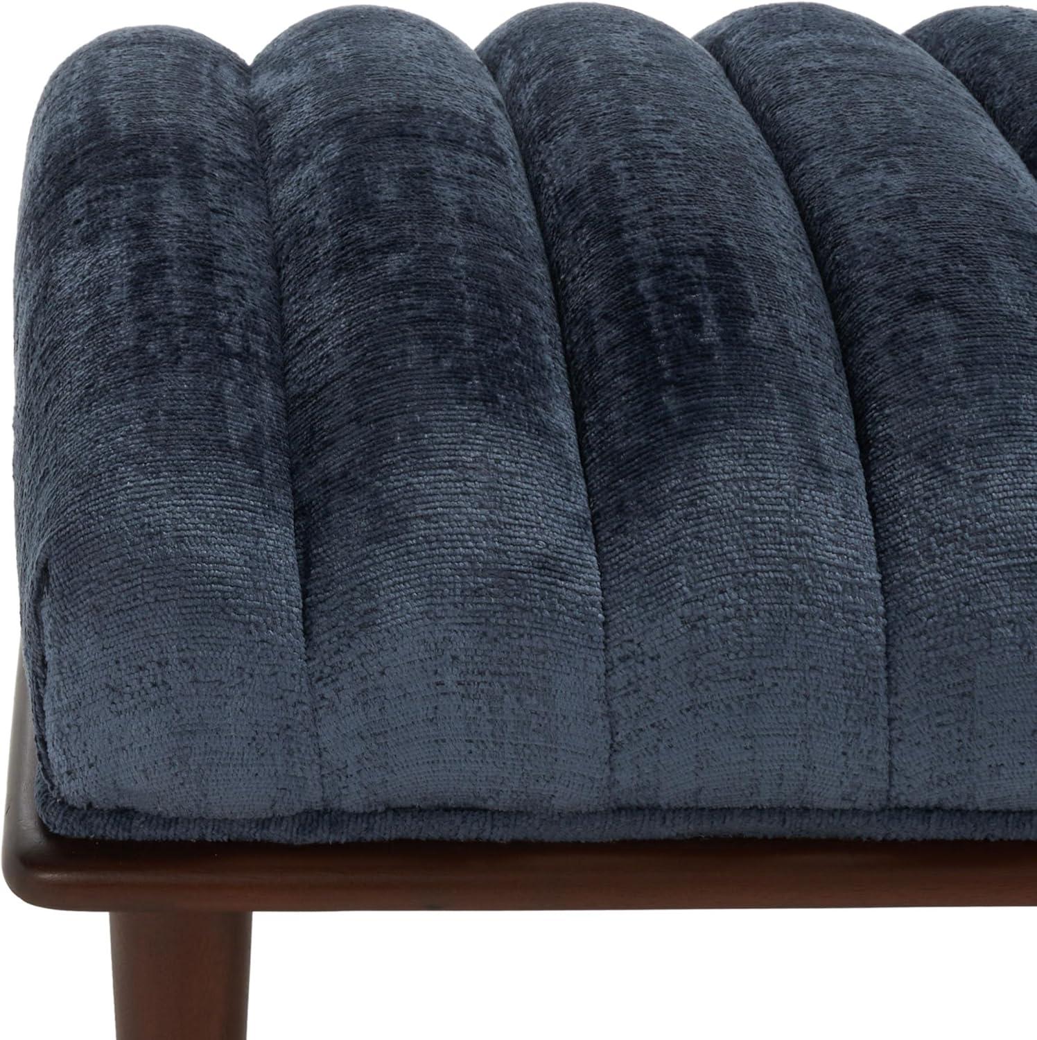 image:imageSafavieh Couture Flannery Cream MidCentury BenchDark BlueDark Mahogany