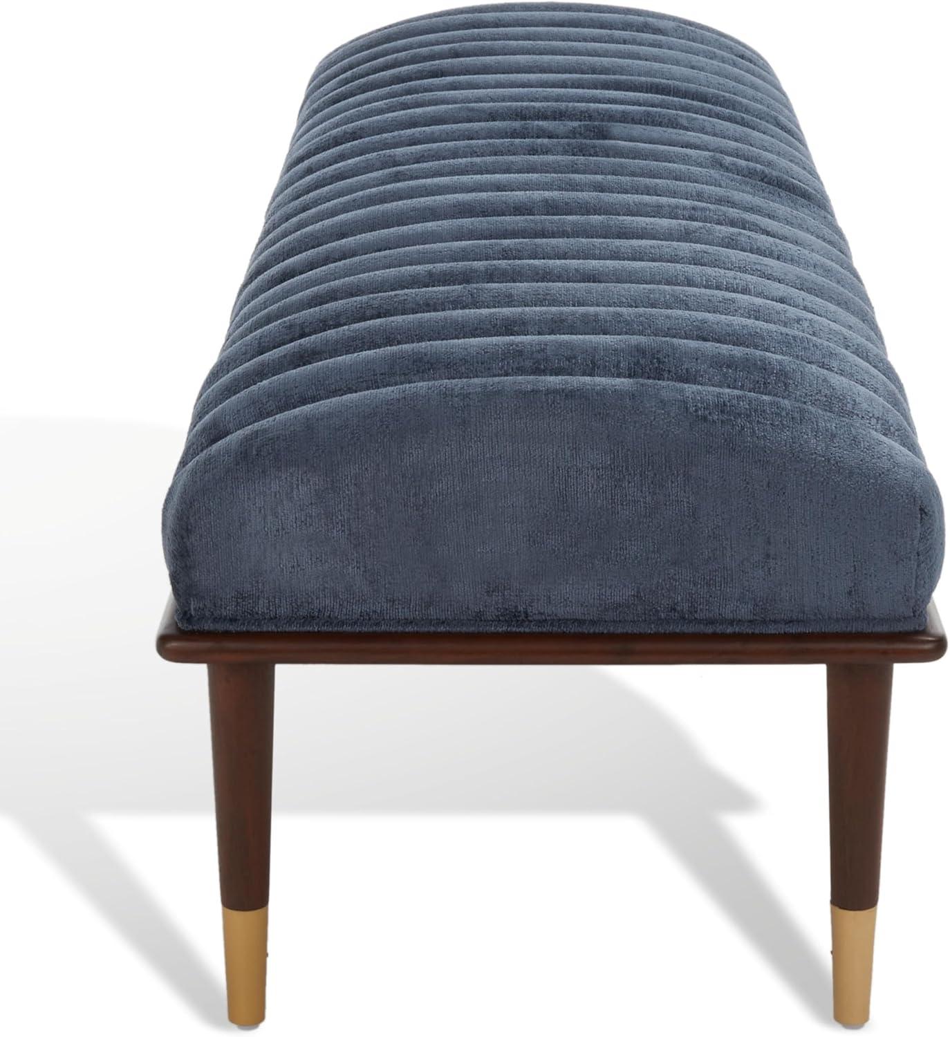 image:imageSafavieh Couture Flannery Cream MidCentury BenchDark BlueDark Mahogany