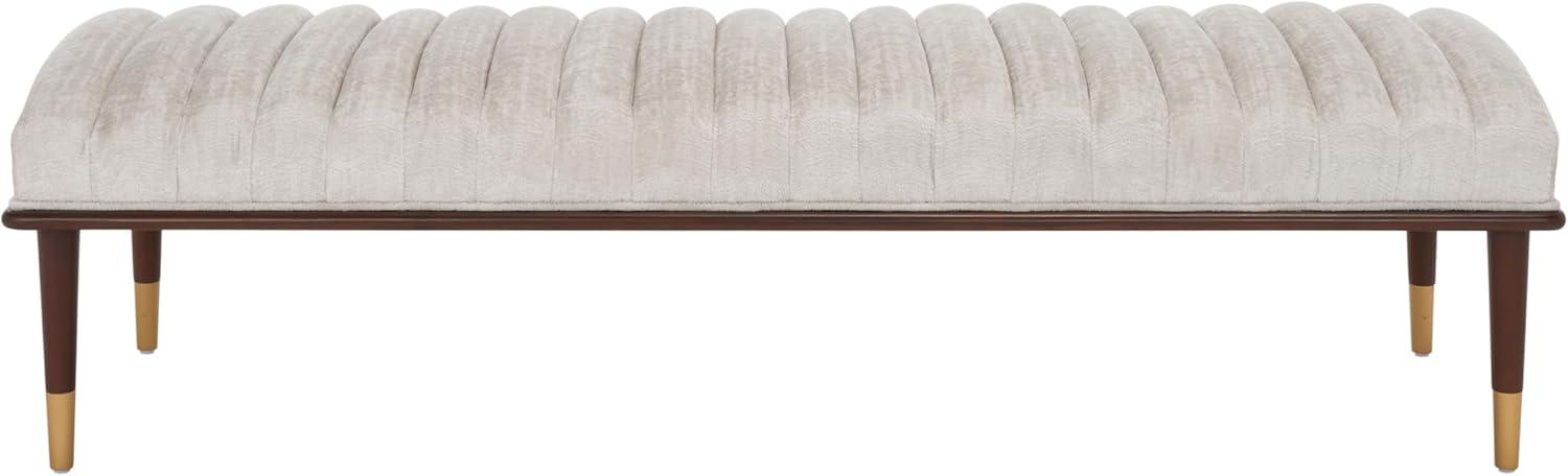 image:imageSafavieh Couture Flannery Cream MidCentury BenchIvoryDark Mahogany