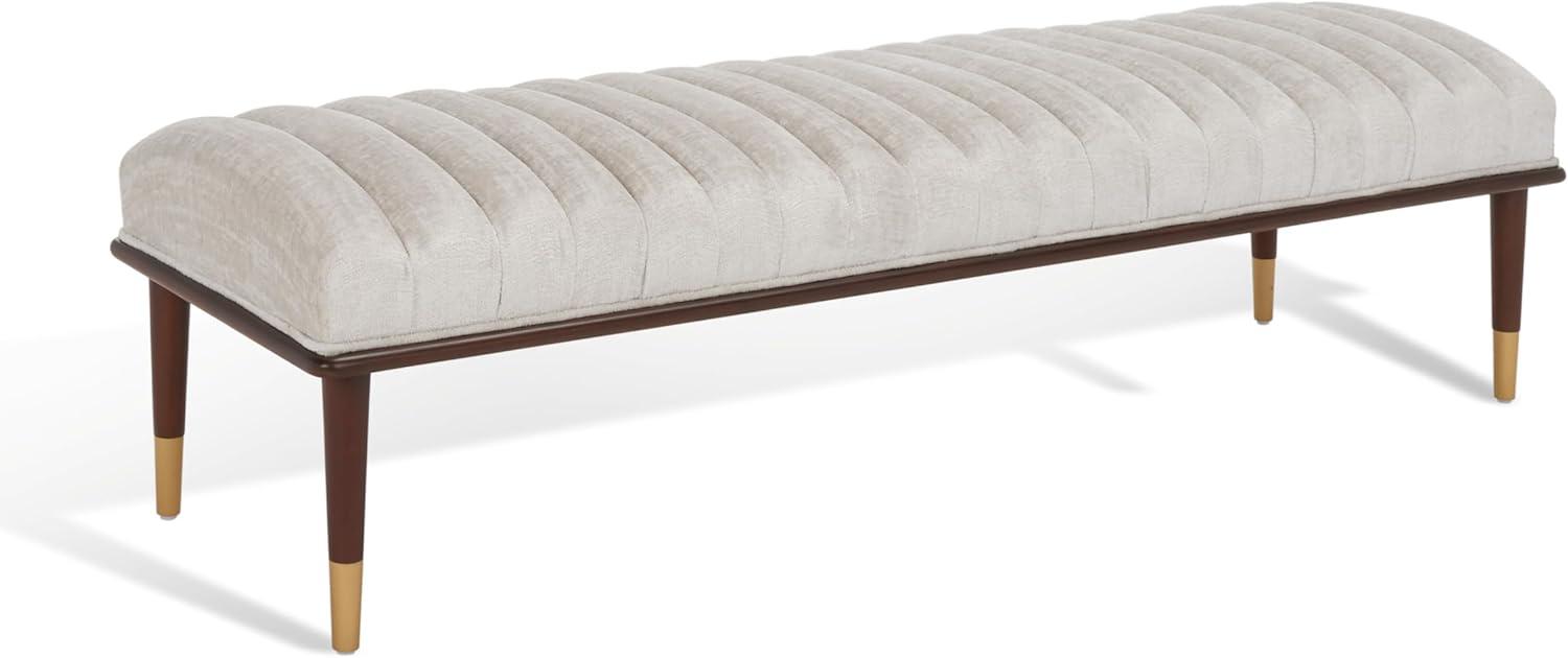 image:imageSafavieh Couture Flannery Cream MidCentury BenchIvoryDark Mahogany