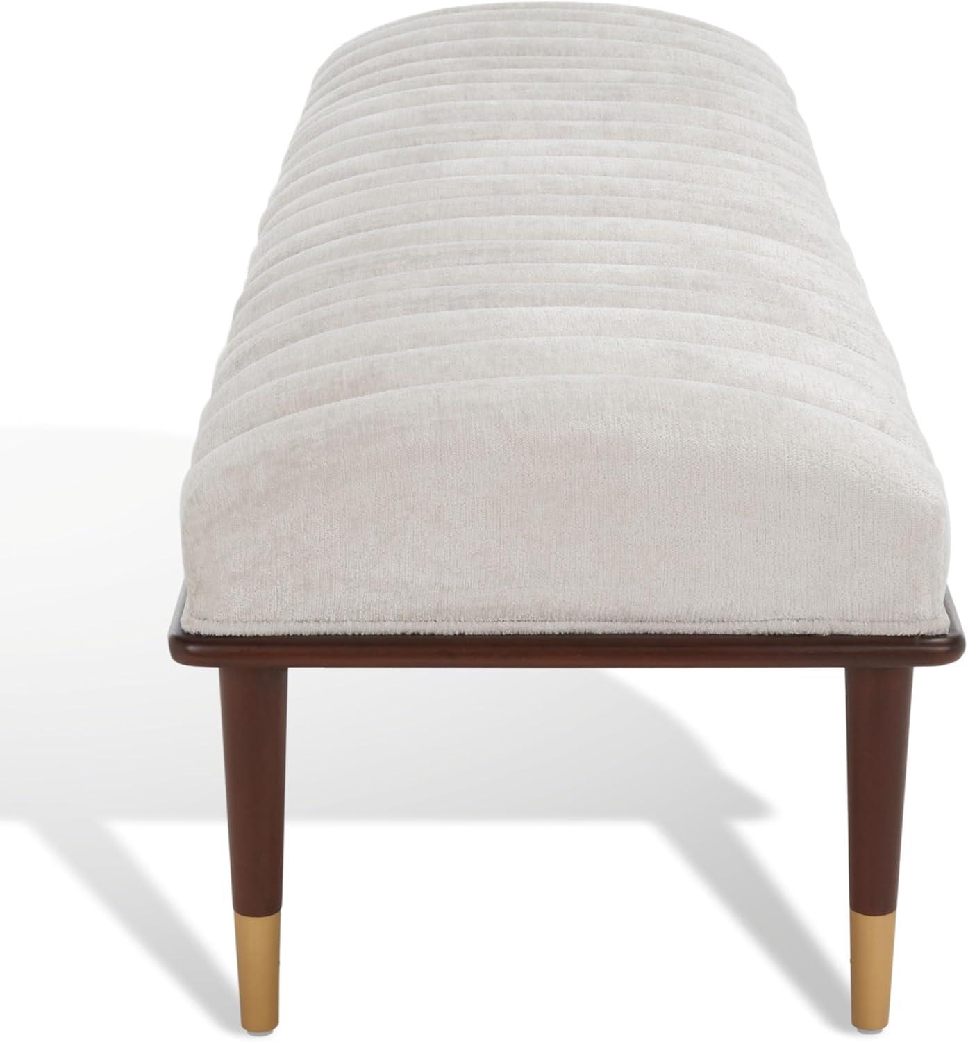 image:imageSafavieh Couture Flannery Cream MidCentury BenchIvoryDark Mahogany
