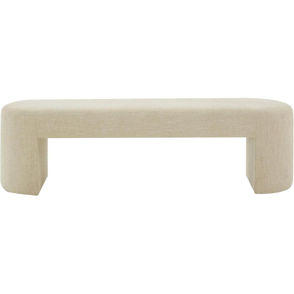 image:imageSAFAVIEH Couture Collection Dallyce Contemporary Beige Linen Upholstered Bench Fully Assembled