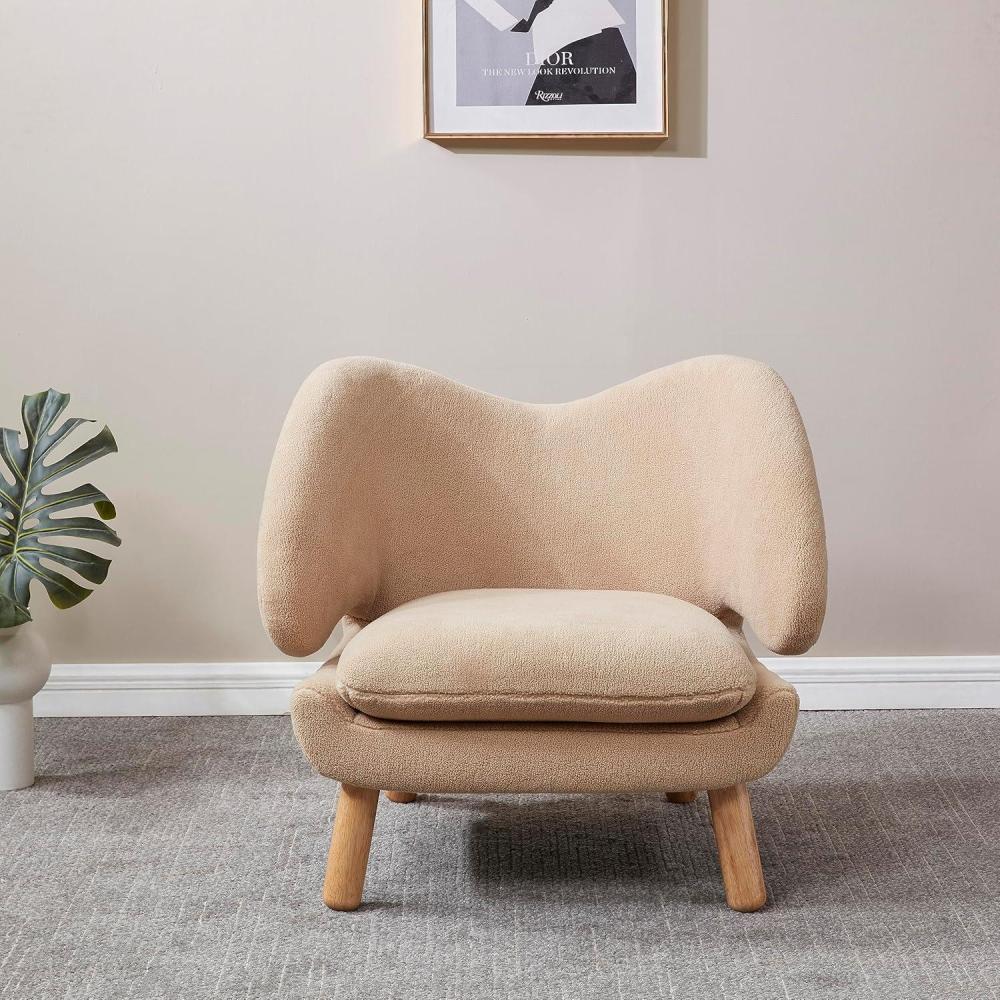 image:imageSAFAVIEH Couture Collection Felicia MidCentury Modern Tan Faux ShearlingNatural Chair Fully AssembledTanNatural