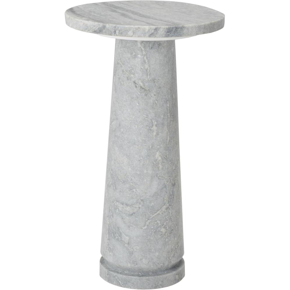 image:imageSAFAVIEH Couture Collection Valentia Small Accent Table Round Beige Marble Top with Pedestal Base SFV9704ILight Grey