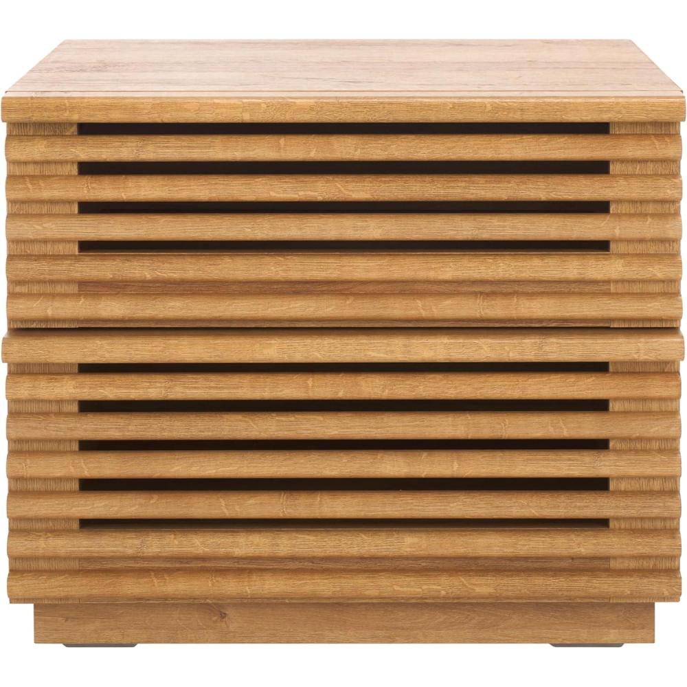 image:imageSAFAVIEH Home Collection Averi Dark Walnut 2Drawer NightstandRustic Oak
