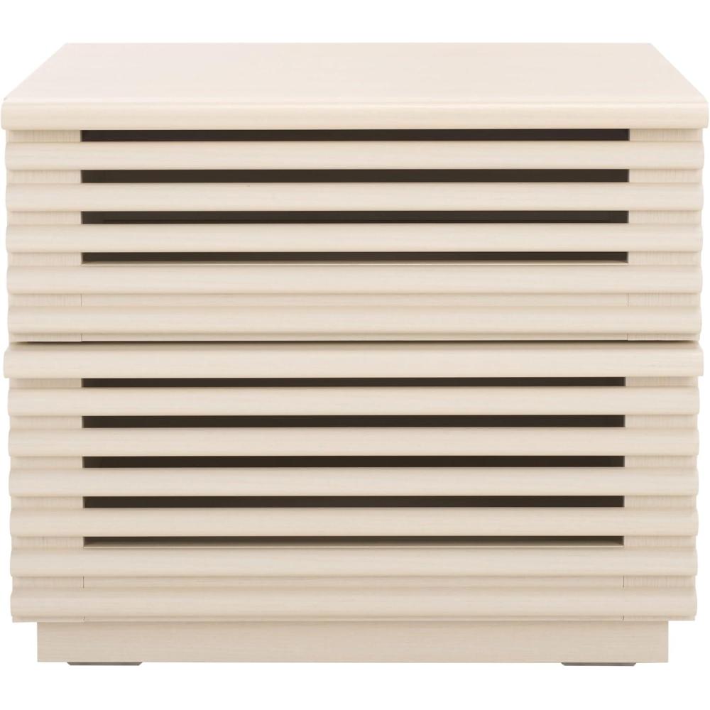 image:imageSAFAVIEH Home Collection Averi Dark Walnut 2Drawer NightstandWhite Washed