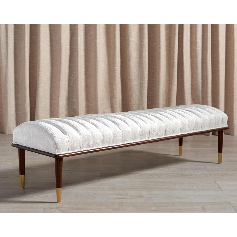 image:imageSafavieh Couture Flannery Cream MidCentury BenchIvoryDark Mahogany
