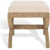 SAFAVIEH Couture Collection Aikan Coastal Natural/Beige Woven Seagrass Solid Wood Ottoman Foot Stool (Fully Assembled)