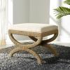 SAFAVIEH Couture Collection Aikan Coastal Natural/Beige Woven Seagrass Solid Wood Ottoman Foot Stool (Fully Assembled)