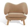 SAFAVIEH Couture Collection Felicia Mid-Century Modern Tan Faux Shearling/Natural Chair (Fully Assembled)(Tan/Natural)