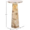 SAFAVIEH Couture Collection Valentia Small Accent Table, Round Beige Marble Top with Pedestal Base (SFV9704I)(Beige)