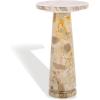 SAFAVIEH Couture Collection Valentia Small Accent Table, Round Beige Marble Top with Pedestal Base (SFV9704I)(Beige)