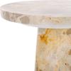 SAFAVIEH Couture Collection Valentia Small Accent Table, Round Beige Marble Top with Pedestal Base (SFV9704I)(Beige)