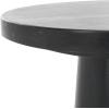 SAFAVIEH Couture Collection Valentia Small Accent Table, Round Beige Marble Top with Pedestal Base (SFV9704I)(Black)