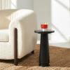 SAFAVIEH Couture Collection Valentia Small Accent Table, Round Beige Marble Top with Pedestal Base (SFV9704I)(Black)