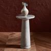 SAFAVIEH Couture Collection Valentia Small Accent Table, Round Beige Marble Top with Pedestal Base (SFV9704I)(Light Grey)