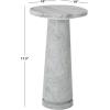 SAFAVIEH Couture Collection Valentia Small Accent Table, Round Beige Marble Top with Pedestal Base (SFV9704I)(Light Grey)