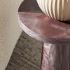 SAFAVIEH Couture Collection Valentia Small Accent Table, Round Beige Marble Top with Pedestal Base (SFV9704I)(Maroon)