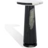 SAFAVIEH Couture Collection Valentia Small Accent Table, Round Beige Marble Top with Pedestal Base (SFV9704I)(White/Black)