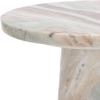 SAFAVIEH Couture Collection Valentia Small Accent Table, Round Beige Marble Top with Pedestal Base (SFV9704I)(White/Brown)